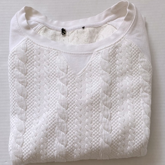 Women’s Cream/ white Crewneck textured sweatshirt with faux cable knit detail- M - Picture 7 of 14